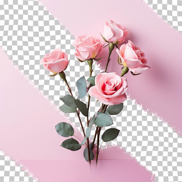 PSD transparent background with pink roses