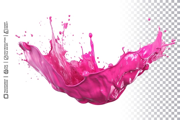 PSD Прозрачный фон с розовым всплеском для дизайна продвижения напитков