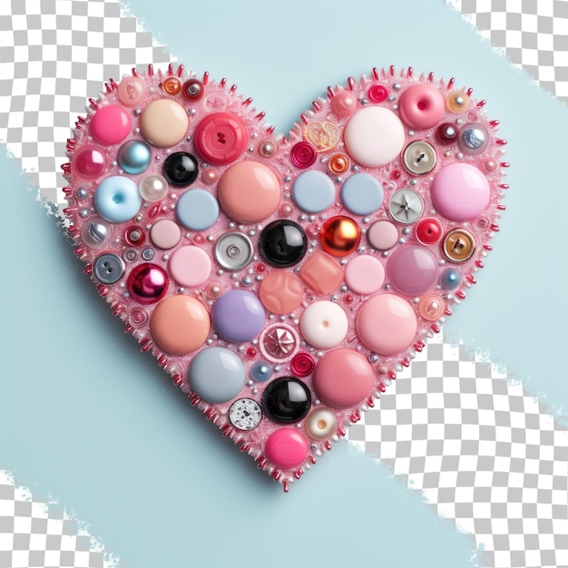 PSD transparent background with pins in heart shape