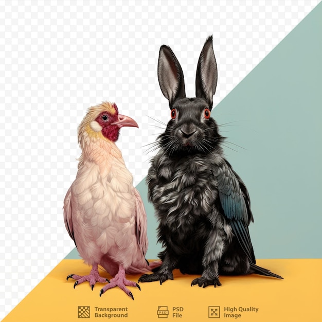 PSD transparent background with rabbit and cock