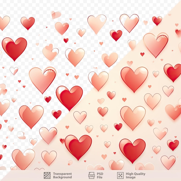 PSD transparent background with red hearts