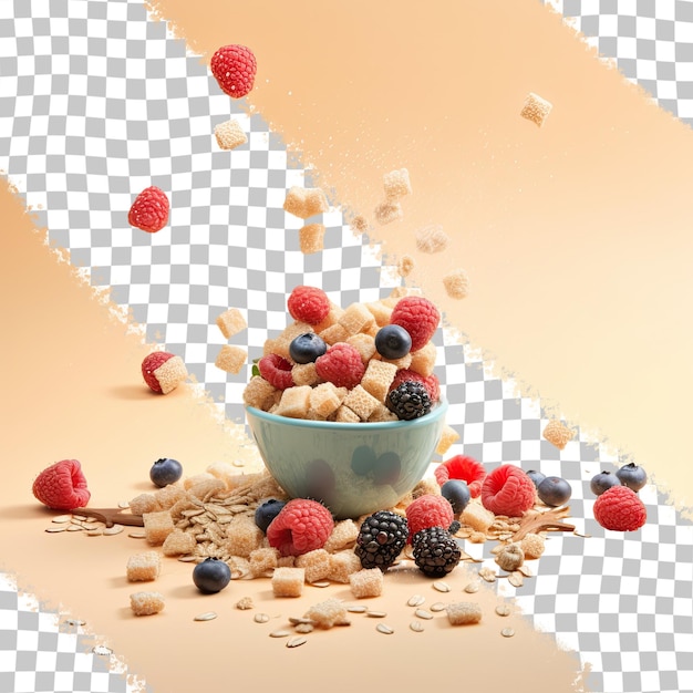 PSD transparent background with rice whole wheat cereal and berries