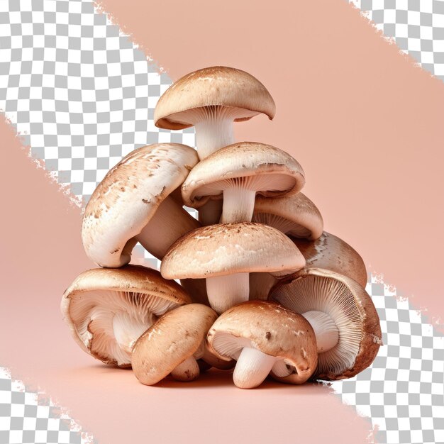 Transparent background with shiitake mushrooms