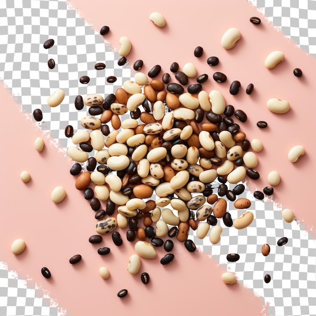 PSD transparent background with single raw organic black eyed peas beans