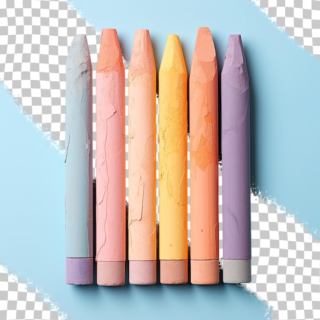 PSD transparent background with six chalk colors