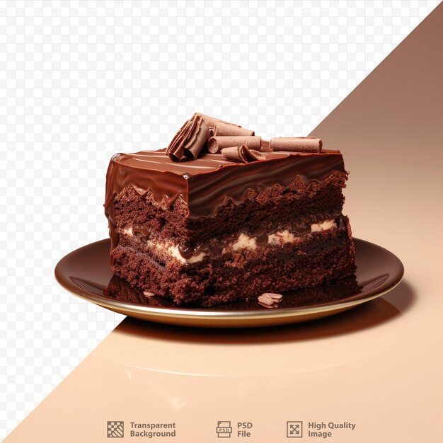 Transparent background with solitary chocolate cake