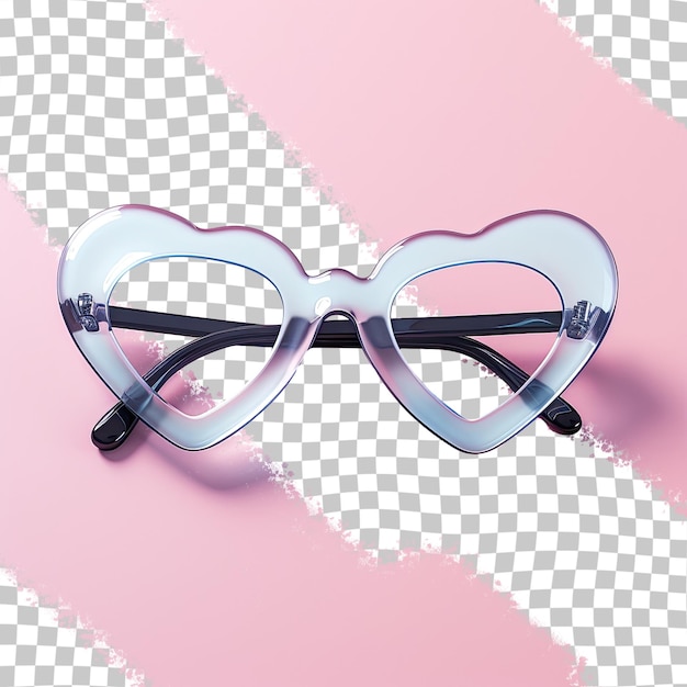 Transparent background with trendy heart shaped glasses