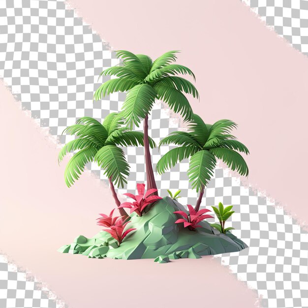 PSD transparent background with tropical trees used in design advertising and architecture