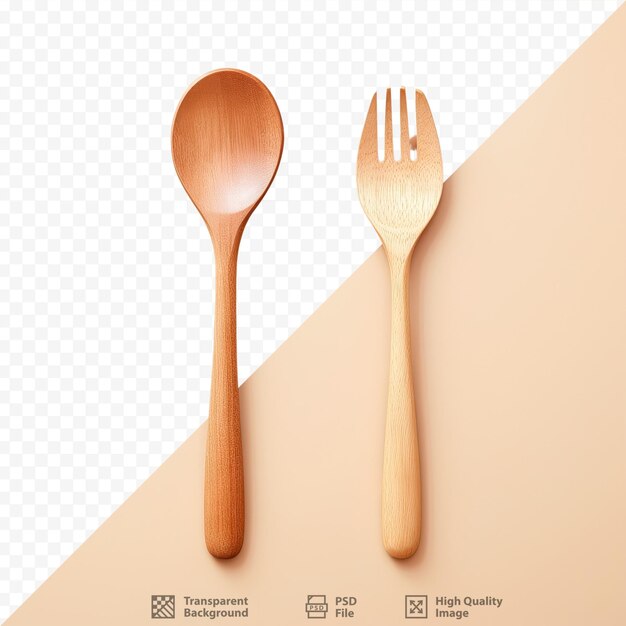 PSD transparent background with wooden cutlery includes a clipping path