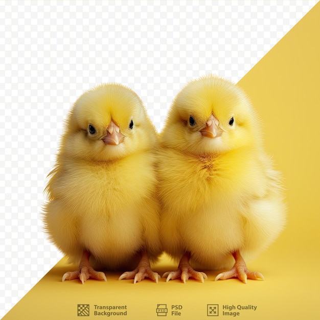 PSD 노란 아기 새들이 있는 투명한 배경