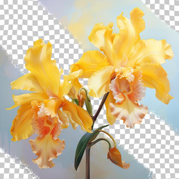 PSD transparent background with a yellow cattleya orchid