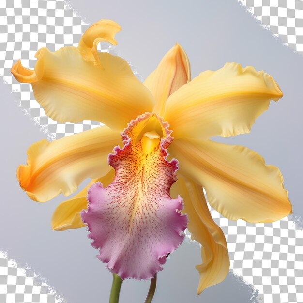 PSD transparent background with a yellow cattleya orchid