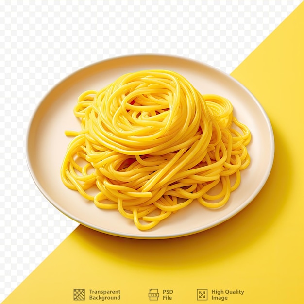 PSD transparent background with yellow noodles isolated