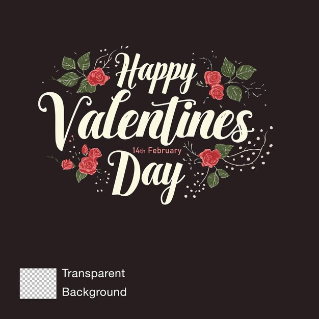 PSD 투명한 배경 타이포그래피 로고 행복한 발렌타인 데이 남자친구와 여자친구 로맨틱