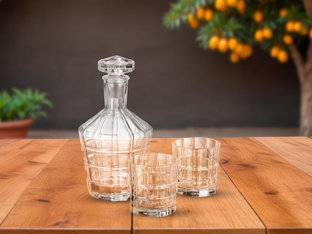transparent bottle and wine glass