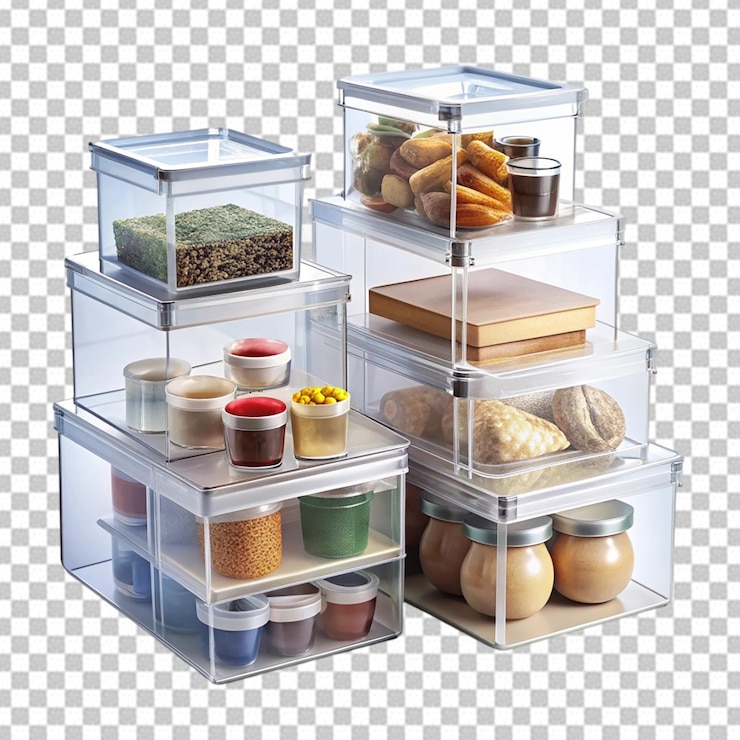 PSD transparent boxes house isolated