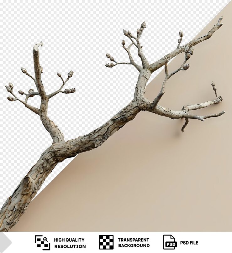 PSD 나무의 투명한 가지에 문자가 새겨져 있습니다.