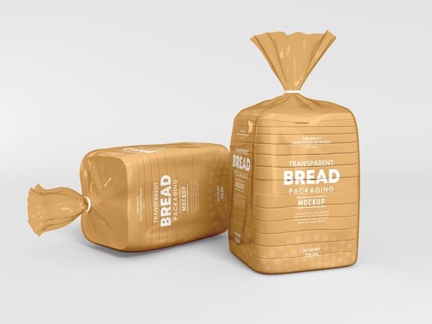 Transparent  bread packaging  mockup