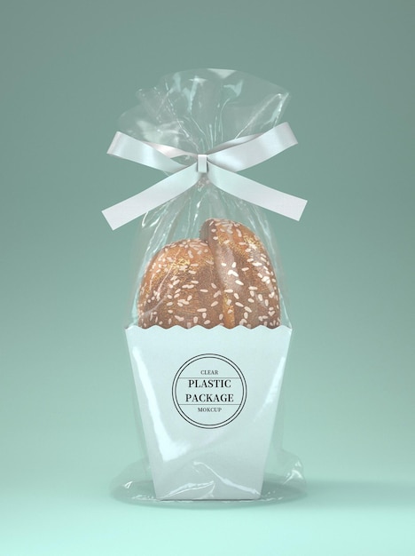 transparent bread plastic packaging mockup