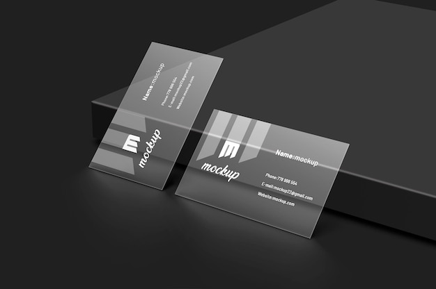 Transparent business card mockup or black business cards transparent view