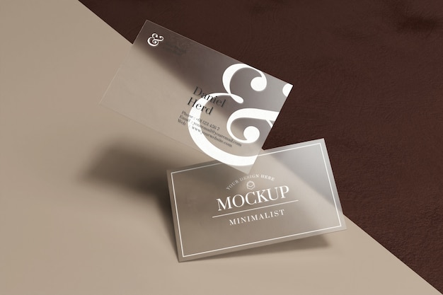 PSD transparent business card mockup