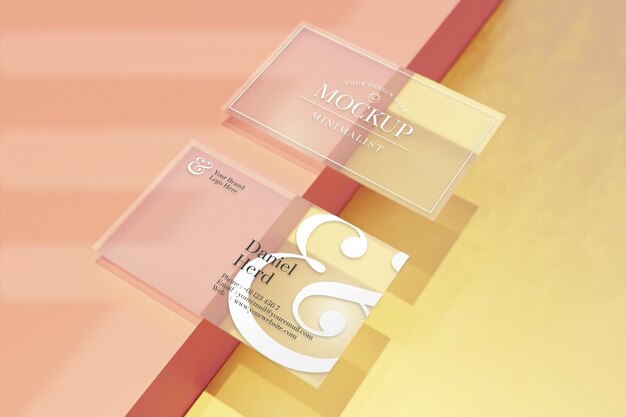 Transparent business card mockup