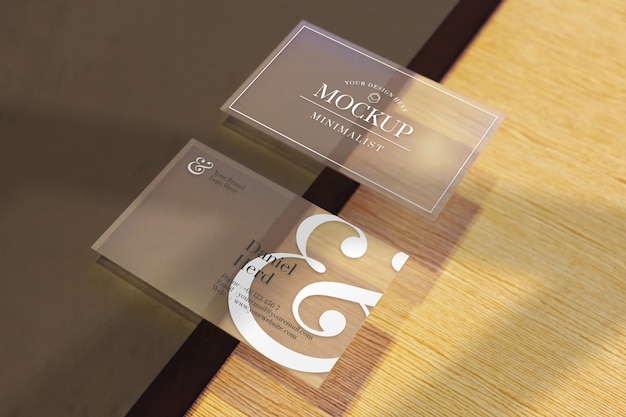 Transparent business card mockup