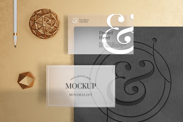 Transparent business card mockup