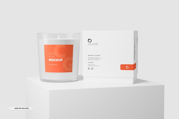 Mockup di imballaggio in vetro trasparente per candele