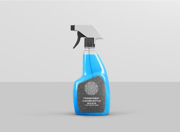 transparent cleaner spray bottle mockup