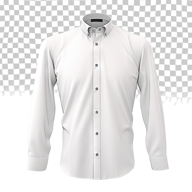 PSD camicia formale di colore trasparente con collare a bottoni isolato su trasparente