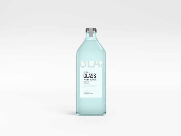 PSD transparent crystal glass water bottle mockup