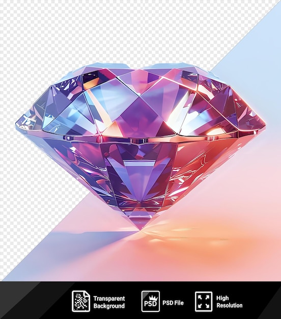 PSD transparent diamond png clipart with a shiny reflection against a clear blue sky png psd