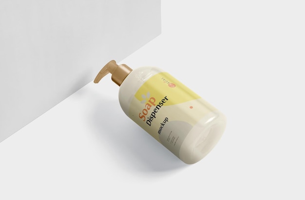 transparent dispenser bottle for liquid packaging mockup