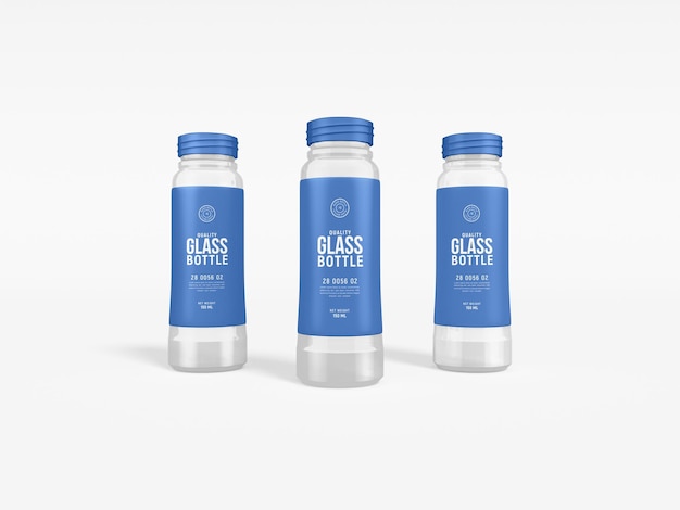 Transparent drink glass bottle branding mockup