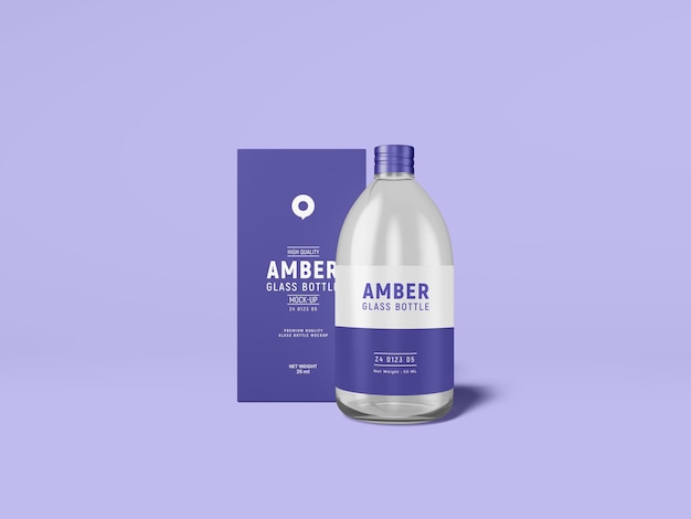 Transparent drink glass bottle branding mockup