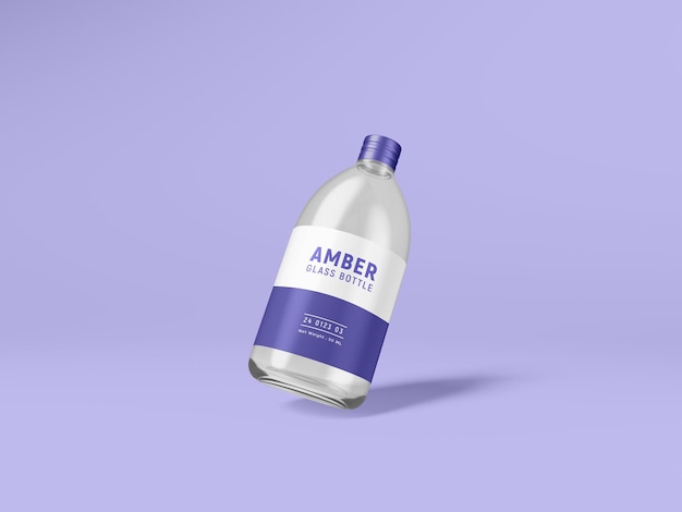 Transparent Drink Glass Bottle Branding Mockup