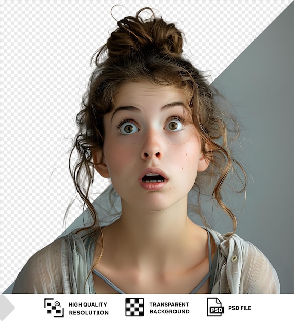 PSD transparent exasperated girl dealing with an invisible technical glitch png psd