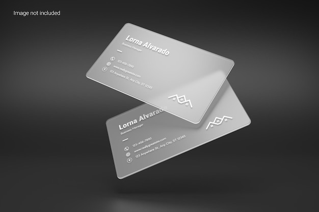 PSD transparent flying business card mockup