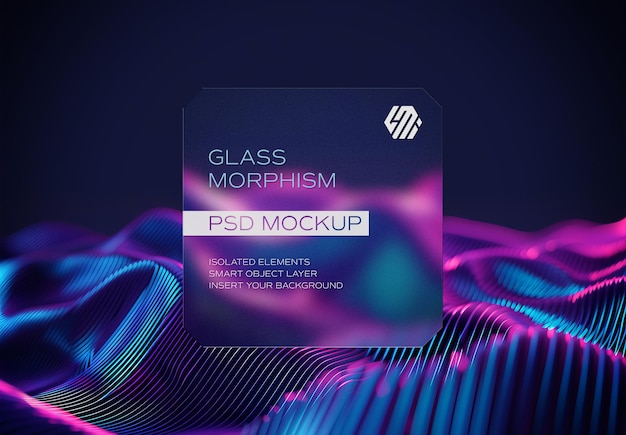 PSD 編集可能な背景の透明なフロストガラス モックアップ