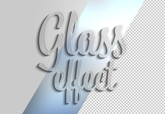 PSD transparent glass 3d text effect mockup