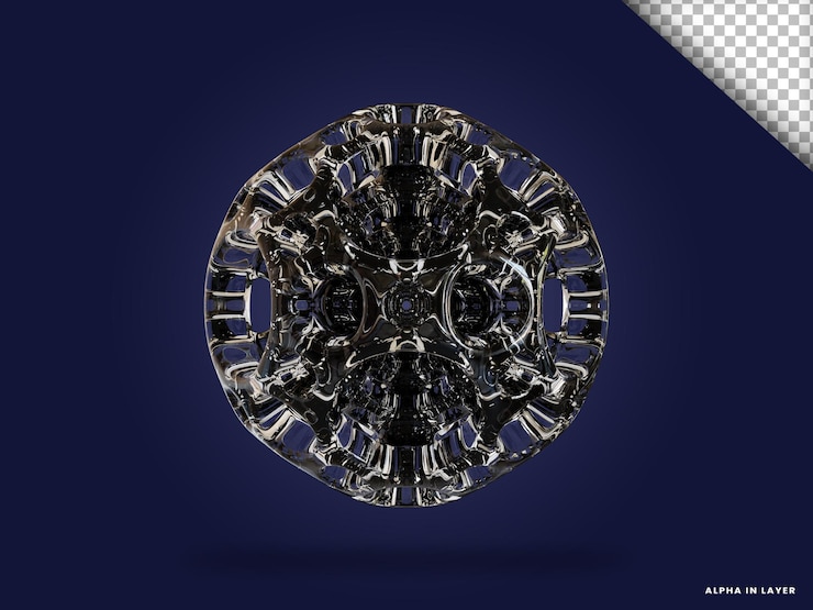PSD transparent glass abstract geometric shape modern 3d rendered form