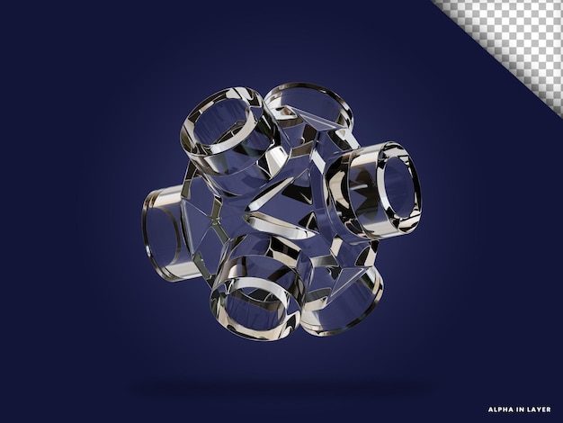 transparent glass abstract geometric shape modern 3d rendered form