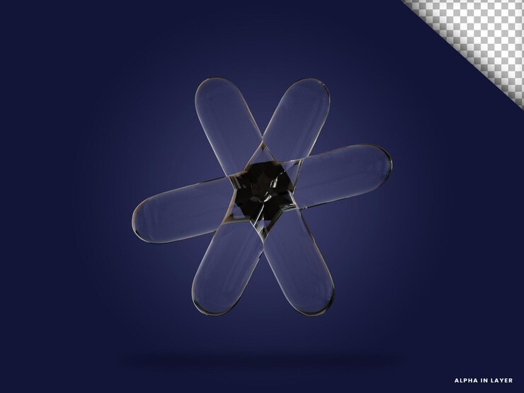 PSD transparent glass abstract geometric shape modern 3d rendered form