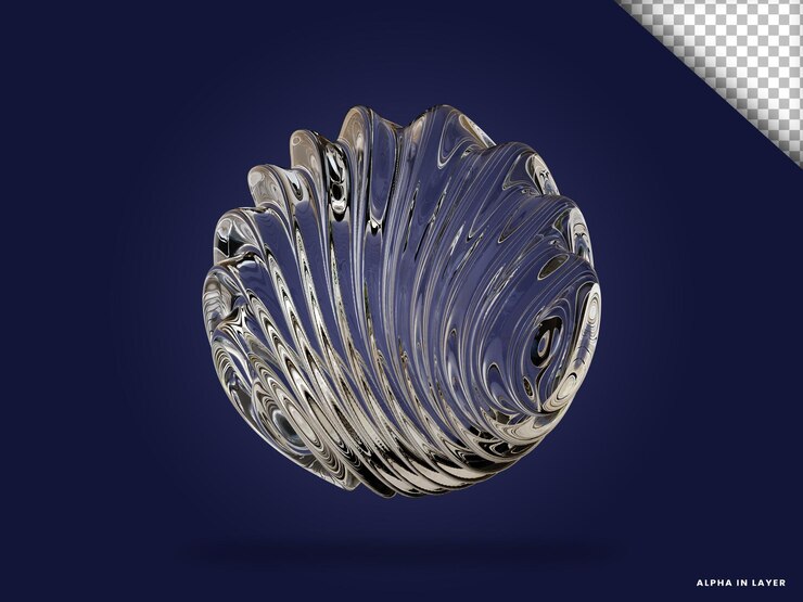 Прозрачная стеклянная абстрактная геометрическая форма Современная 3D-рендеринговая форма
