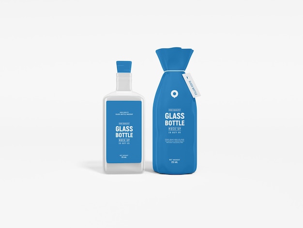 Transparent Glass Bottle Branding Mockup