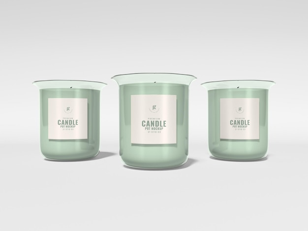 Transparent glass candle jar branding mockup