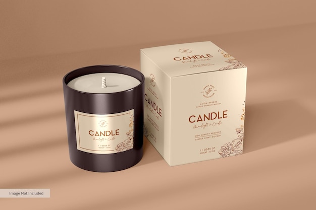 PSD transparent glass candle jar branding mockup