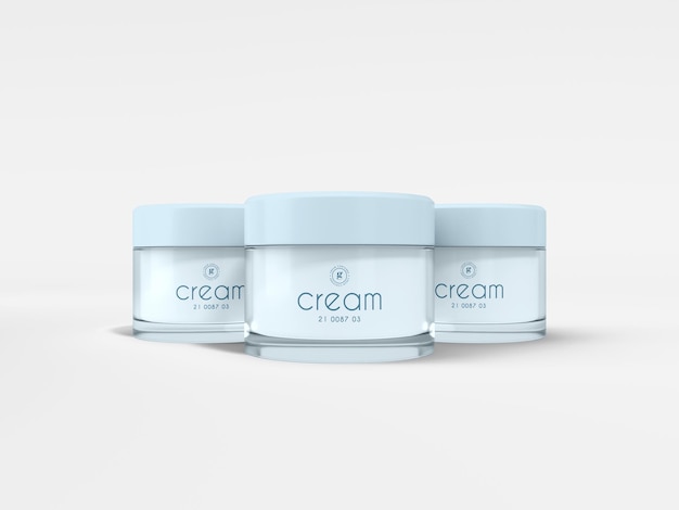 Transparent glass cosmetic cream container packaging mockup