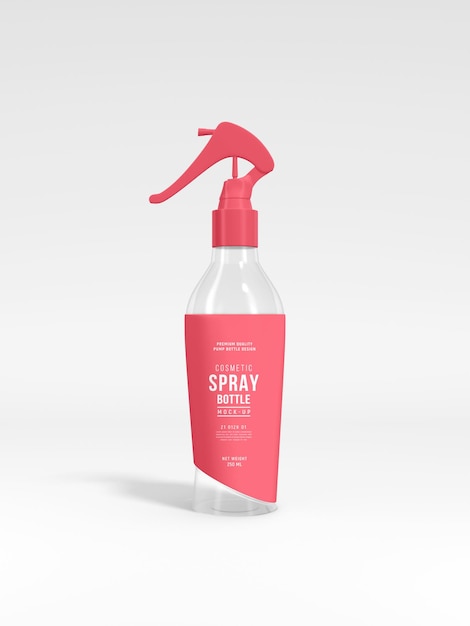 Mockup di branding per flacone spray cosmetico in vetro trasparente